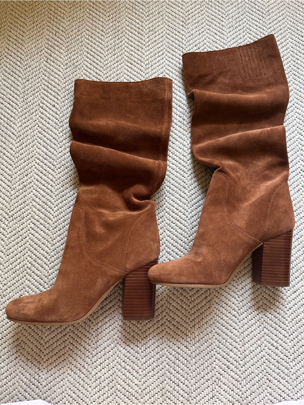 Michael Kors Chestnut Suede Slouch Block Heel Boots